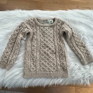 Kid's Traditional Aran Fisherman 100% Merino Wool Sweater, Made in Ireland!